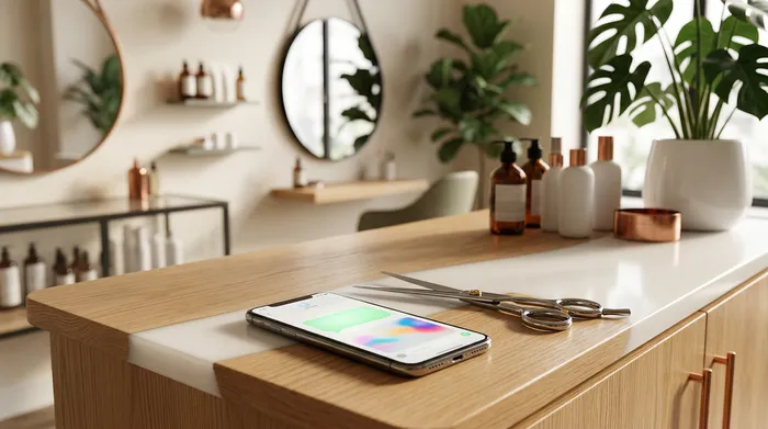 Un téléphone intelligent affichant une application de messagerie posé sur une table en marbre à côté d'une feuille avec une liste de tâches manuscrite et un crayon.